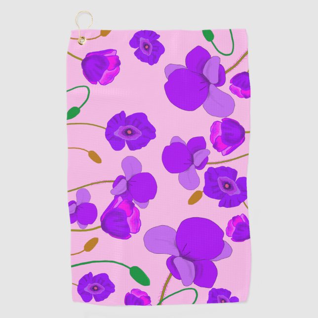 Poppy (Papaver somniferum) Lilac   Golf Towel (Front)
