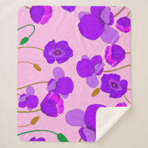 Poppy (Papaver somniferum) Lilac  Sherpa Blanket