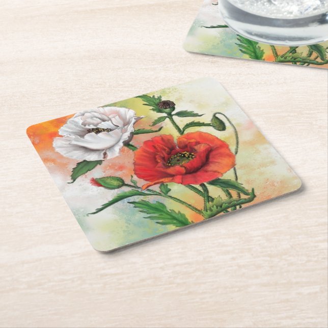 Poppy Paper Coaster (Angled)