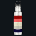 Poppy Perfect Colorblock Personalised Name 710 Ml Water Bottle<br><div class="desc">This colourful and modern design features a colour-block pattern in blue,  taupe,  coral and red with your personalised name #waterbottles #drinkware #personalizedgifts</div>