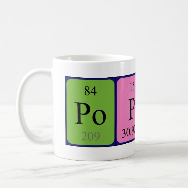 Poppy periodic table name mug (Left)