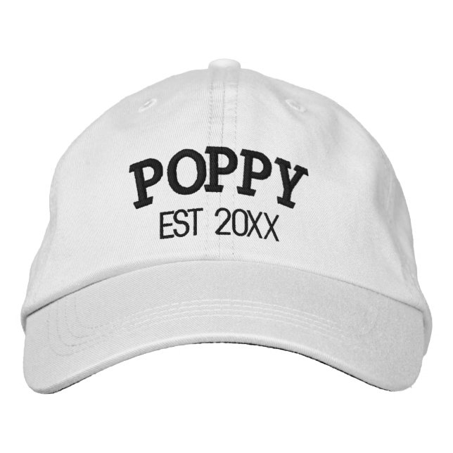 Poppy Personalised Grandpa Gift Custom Text Embroidered Hat (Front)