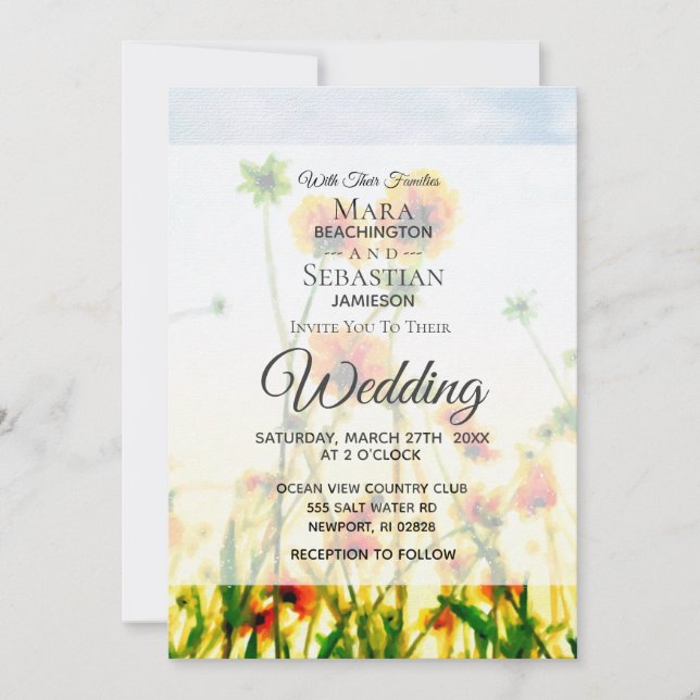 *~* Poppy Photo - RSVP - QR FLORAL Wedding  Invitation (Front)