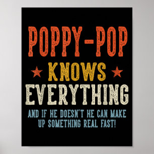 Poppy-pop knows everything father's day retro poster