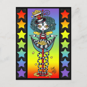 Poppy Popcorn Pixie Stick Rainbow Circus Postcard