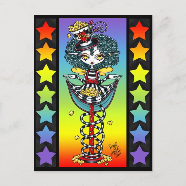 Poppy Popcorn Pixie Stick Rainbow Circus Postcard (Front)