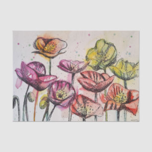 Poppy Poppies Purple Watercolor Floral Flower Tissue Paper
