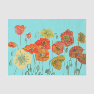 Poppy Poppies Red Watercolor Floral Flower Tissue Paper
