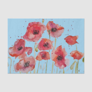 Poppy Poppies Red Watercolor Floral Flower Tissue Paper
