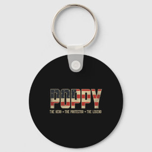 Poppy Protector Hero Legend Usa Flag Poppy Father' Key Ring