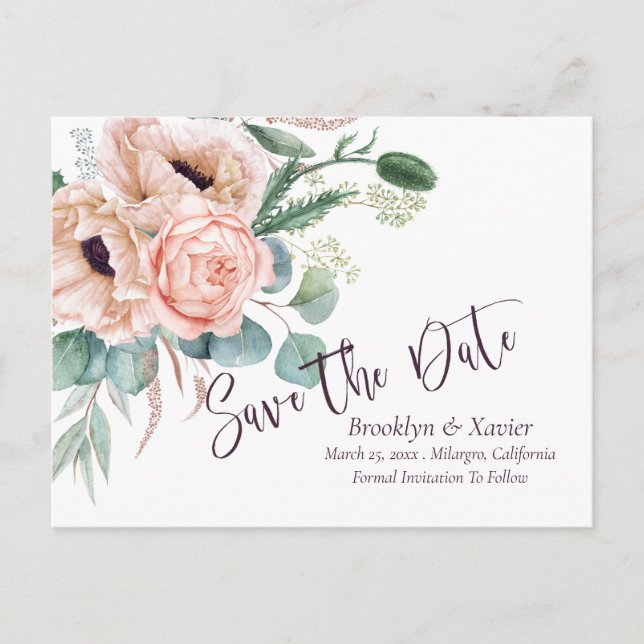 Poppy Radiance Save The Date Postcard (Front)