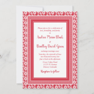 Poppy Red and White Floral Wedding Invitation