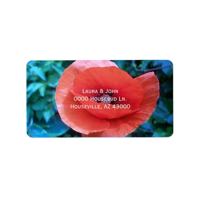 Poppy. Red flower. Label (Front)