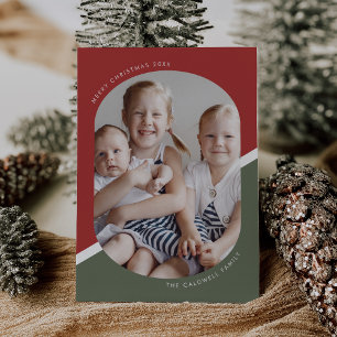 POPPY Red Green Unique Xmas Family Christmas Photo Holiday Card