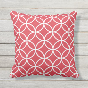 Poppy Red Outdoor Pillows - Circle Trellis