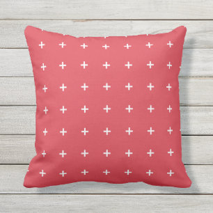 Poppy Red Outdoor Pillows - Cross Pattern
