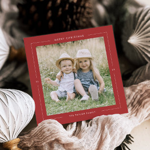 POPPY Red Photo Unique Modern Merry Christmas Holiday Card