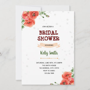 Poppy red theme party invitation