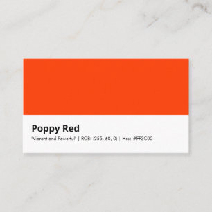 Poppy Red   "Vibrant and Powerful" Colour Business Card