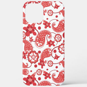 Poppy Red   White Chic Paisley Pattern iPhone 12 Pro Max Case