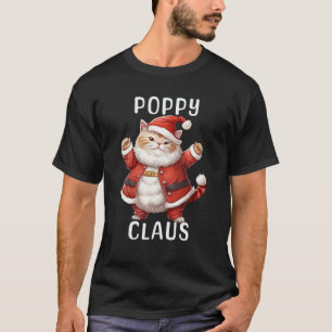 POPPY Santa Claus Cute Dancing Cat Kitty Lover Chr T-Shirt