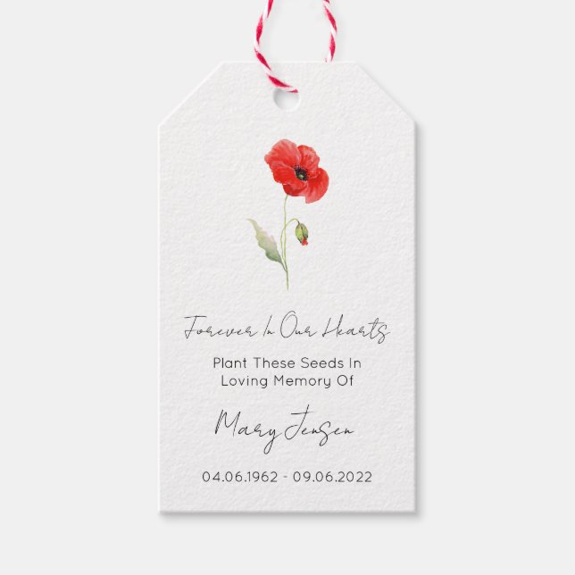 Poppy Seed Packet Funeral Gift Tags (Front)
