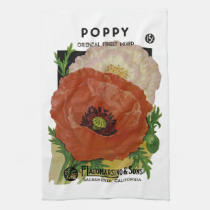 Poppy Seed Packet Label Tea Towel