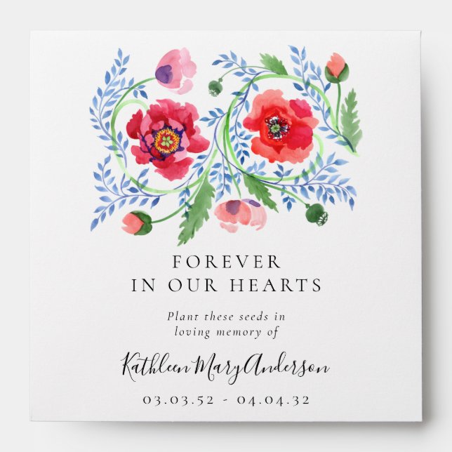 Poppy Seed Packet Memorial Funeral  Envelope (Front)