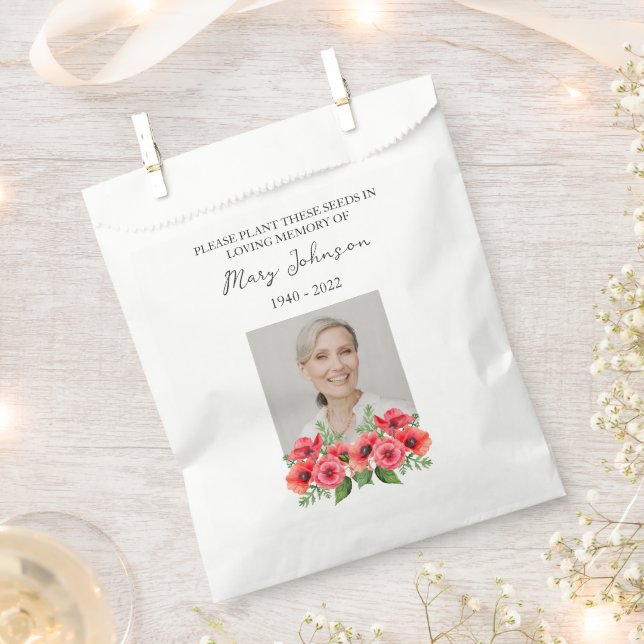 Poppy Seed Packet Memorial Funeral Favor Bag (Clipped)