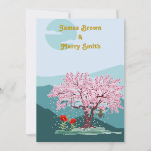 Poppy Seeds Flowers Sakura Bee Wedding Invitation
