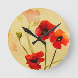 Poppy Shadows Art Clock