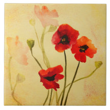 Poppy Shadows Tile Unsigned Shower Accents & More