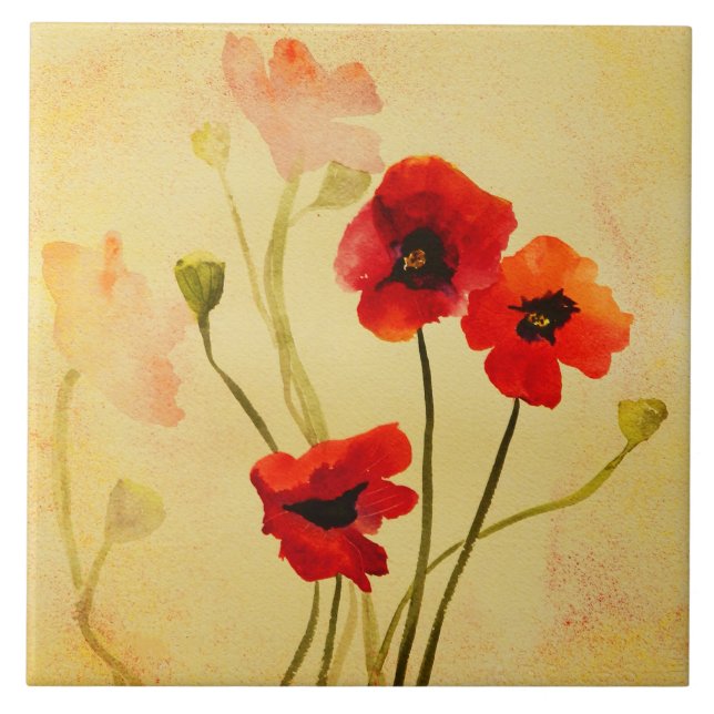 Poppy Shadows Tile Unsigned Shower Accents & More (Front)