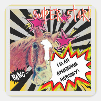 Poppy smile comic square sticker