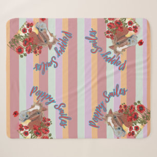 poppy smiles stripes sherpa blanket