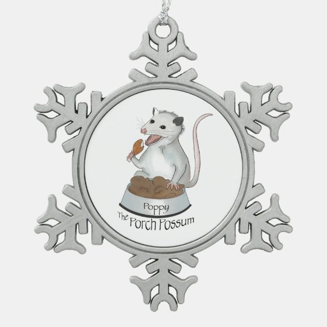 Poppy The Porch Possum  Snowflake Ornament (Front)