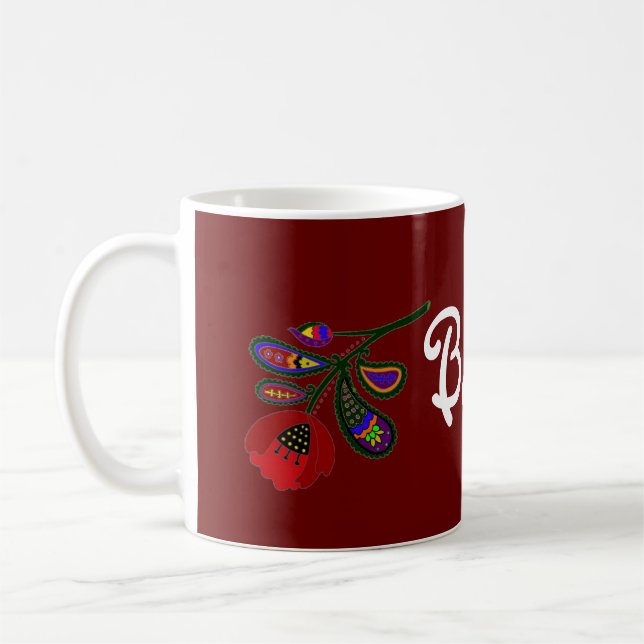 Poppy Ukrainian Folk Art Coffee Mug (Left)