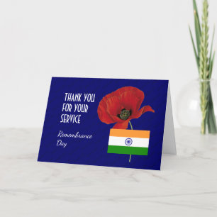 Poppy   Veterans   INDIA Flag   REMEMBRANCE DAY Thank You Card