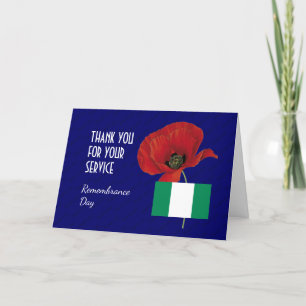 Poppy   Veterans   Nigeria Flag   REMEMBRANCE DAY Thank You Card