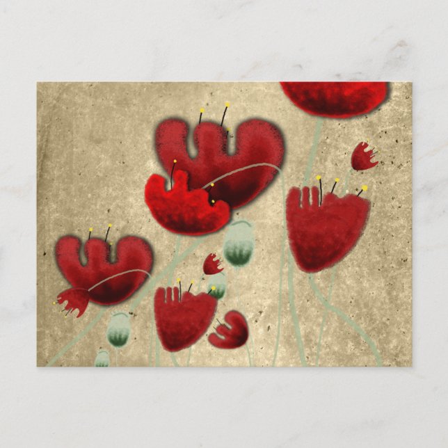 Poppy victorian old romantic handpainted postcard (Front)