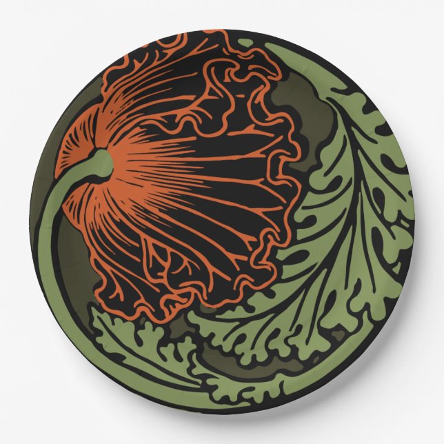 Poppy vignette Paper Plates 9" (Front)