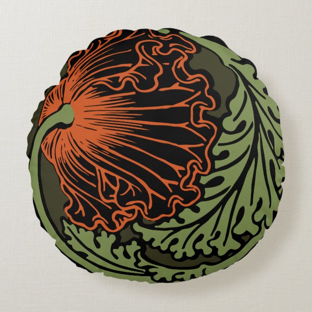 Poppy vignette Round Throw Pillow (16") (Front)