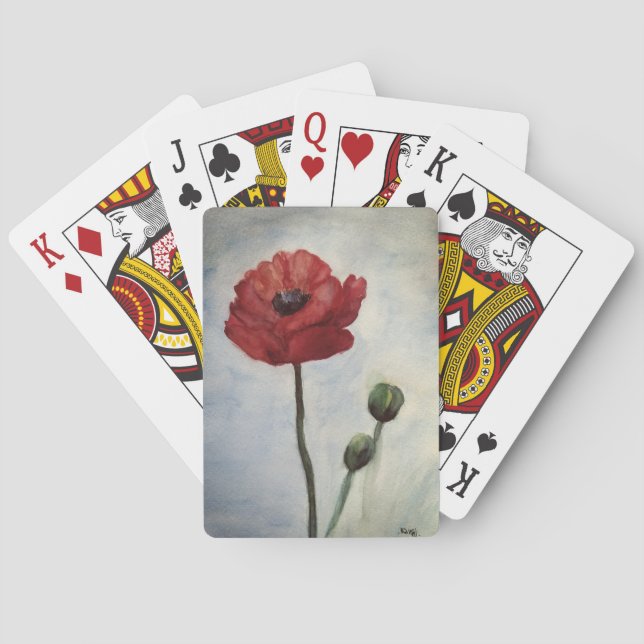 Poppy Watercolor art Bicycle® Poker Playing Cards (Back)