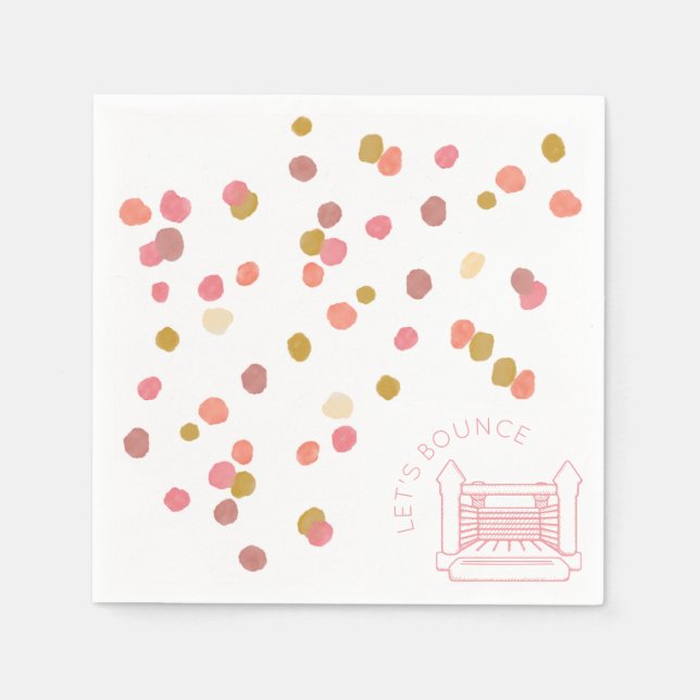 Poppy Watercolor Dots Bounce House Paper Napkin (Front)