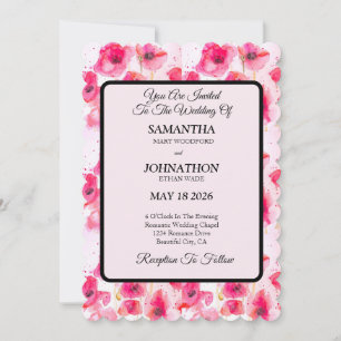 Poppy Watercolor Flower Floral Wedding Invitation