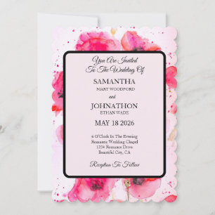 Poppy Watercolor Flower Floral Wedding Invitation