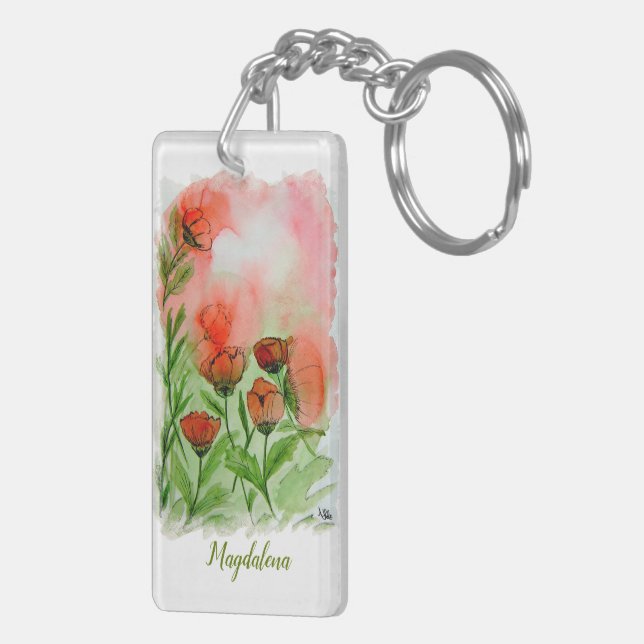 Poppy Watercolor - Key Ring (Back Right)