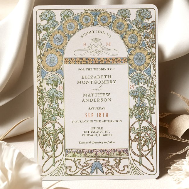 Poppy Wedding Invitations Art Nouveau by Mucha (Creator Uploaded)