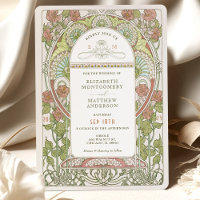 Poppy Wedding Invitations Art Nouveau by Mucha