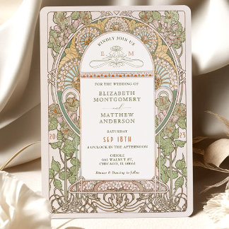Poppy Wedding Invitations Art Nouveau by Mucha